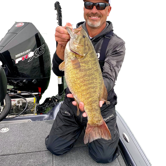 Scott Dobson huge smallmouth bass in boat